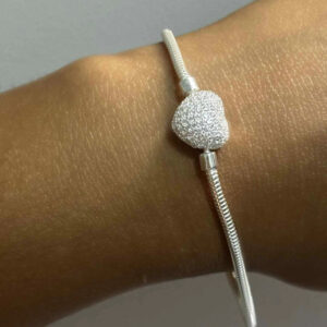 Pulseira Coração Pandora Cravejada